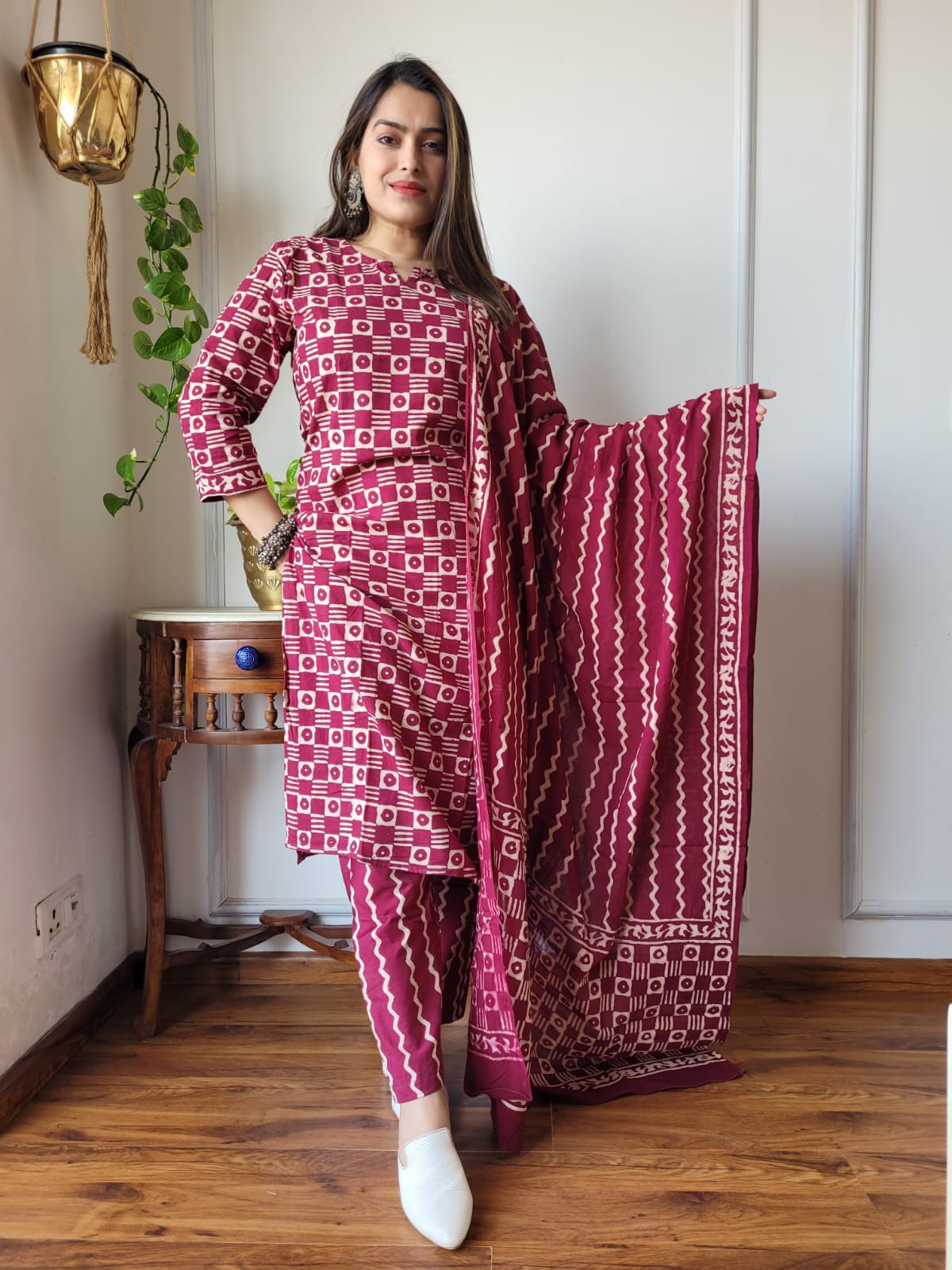 Shop Maroon Suit Set Online-STORI