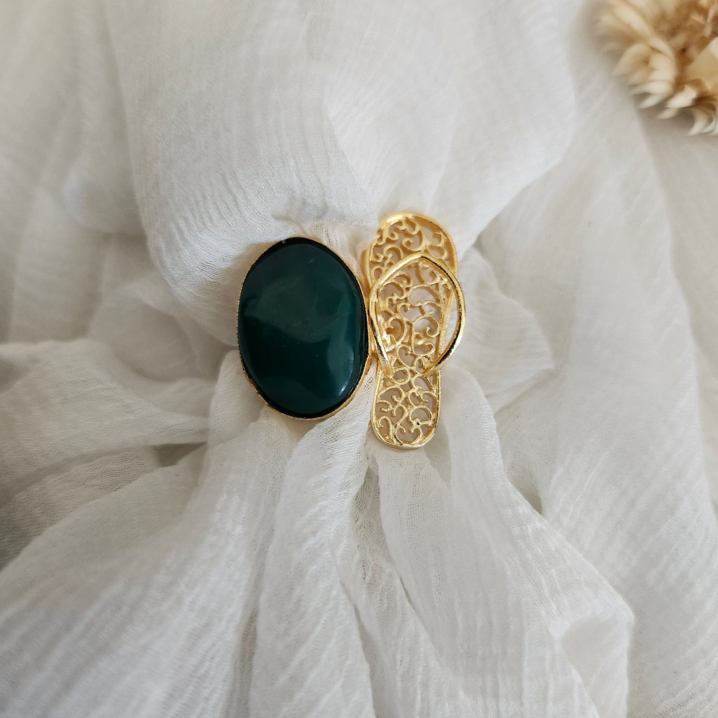 Green Opal Beach Treasure Flip Flop Ring