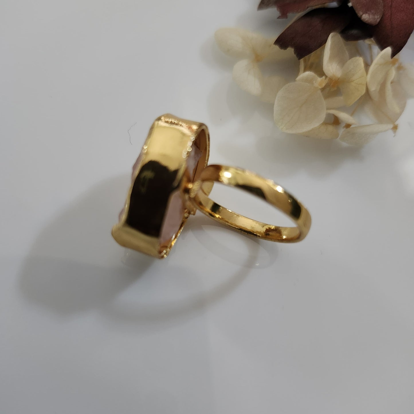 Rose Quartz Raw Stone Handmade Finger Ring