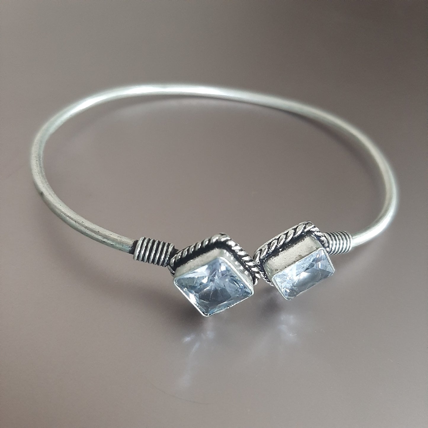 Maanika Dual Square Monalisa Stones Oxidised Bracelet
