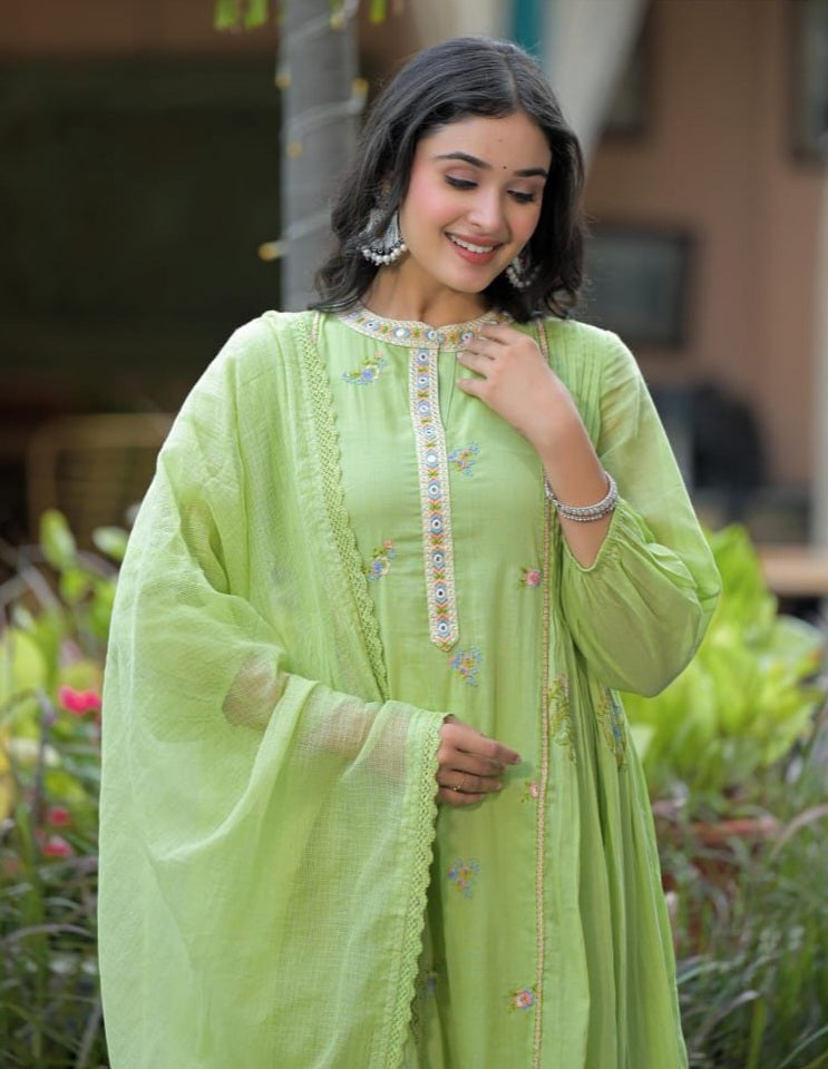 Pastel Green Mul Cotton Salwar Suit