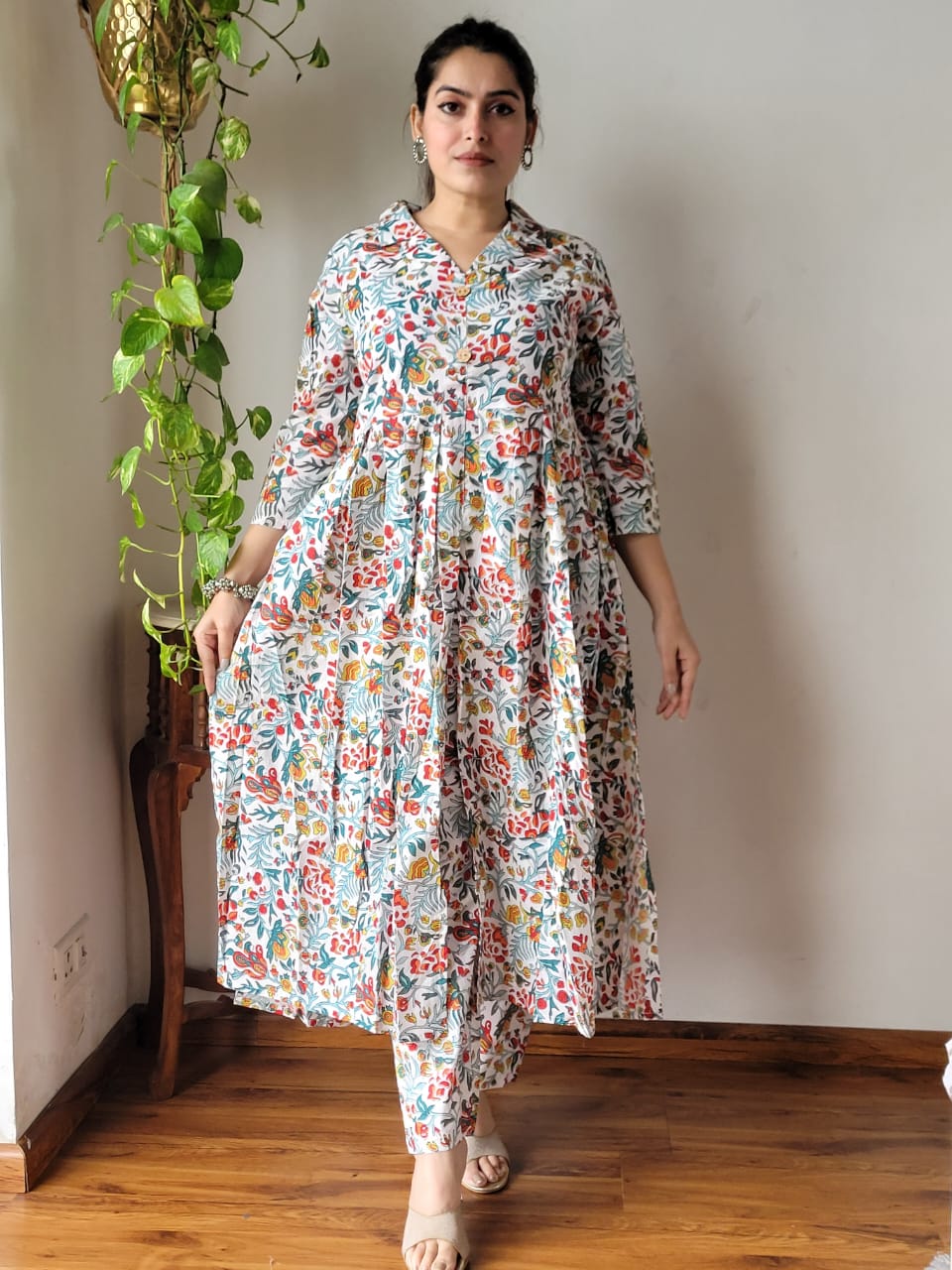 Shop Floral Nyra Cut Cotton Kurti Set