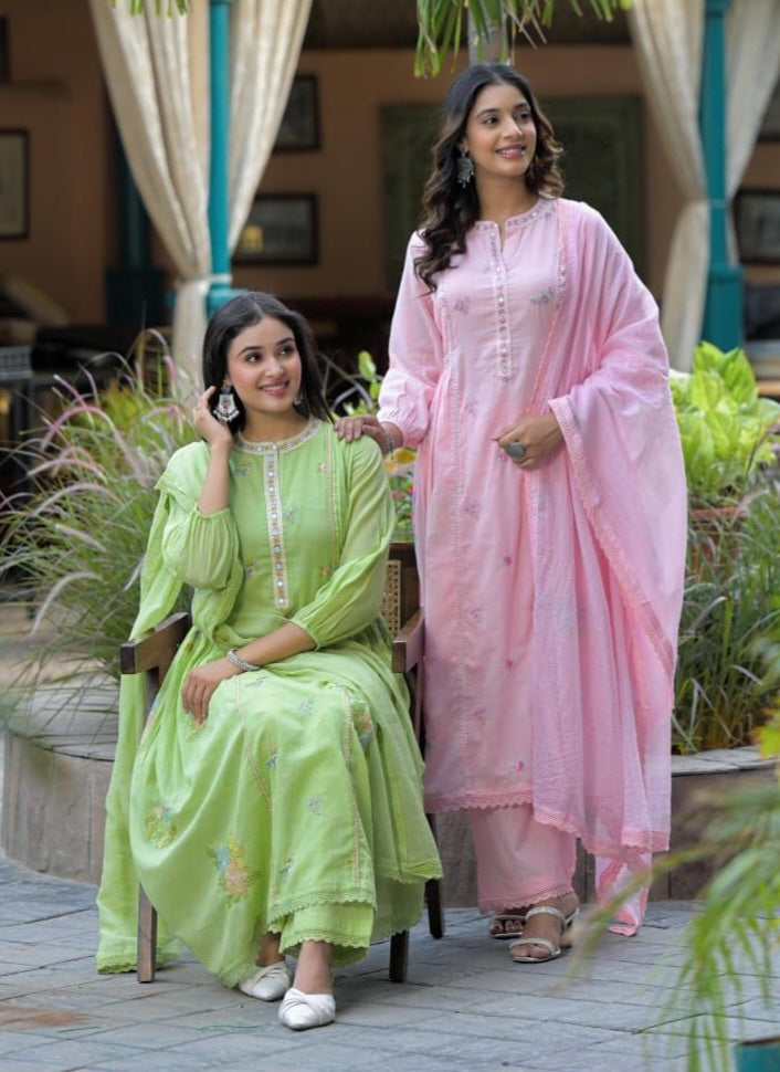 Pastel Pink Mul Cotton Salwar Suit