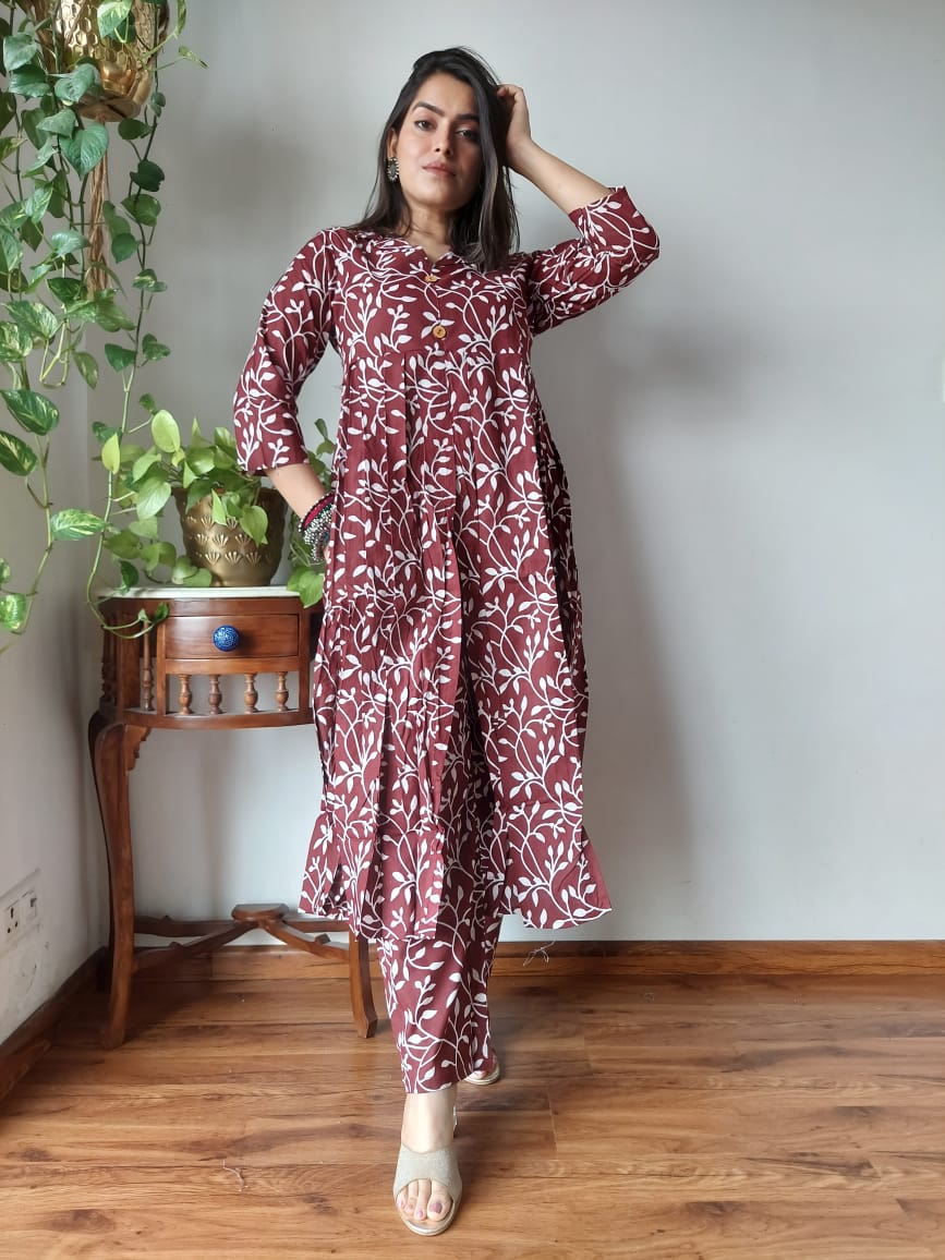 By Brown Coord Nyra Cut Cotton Kurti Set