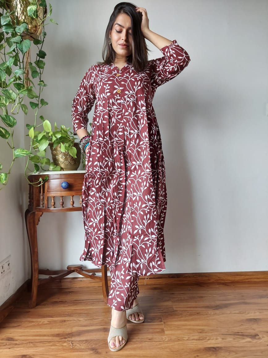 By Brown Coord Nyra Cut Cotton Kurti Set