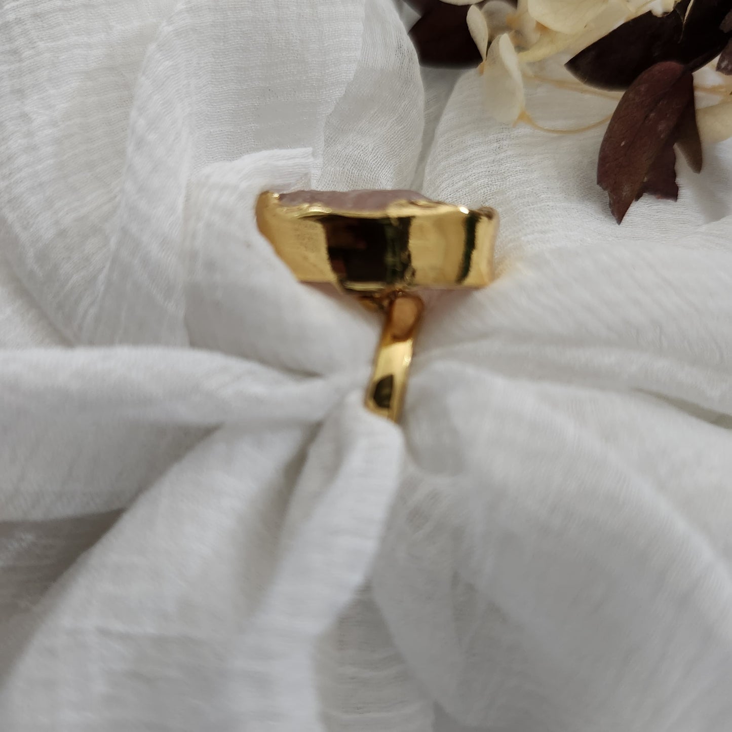 Rose Quartz Raw Stone Handmade Finger Ring