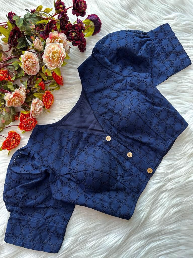 Hakoba Pure Cotton Solid Color Blouse With Puff Sleeves