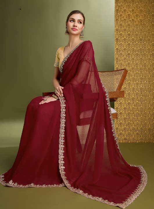 Buy Maroon Partywear Sarees Online at STORI