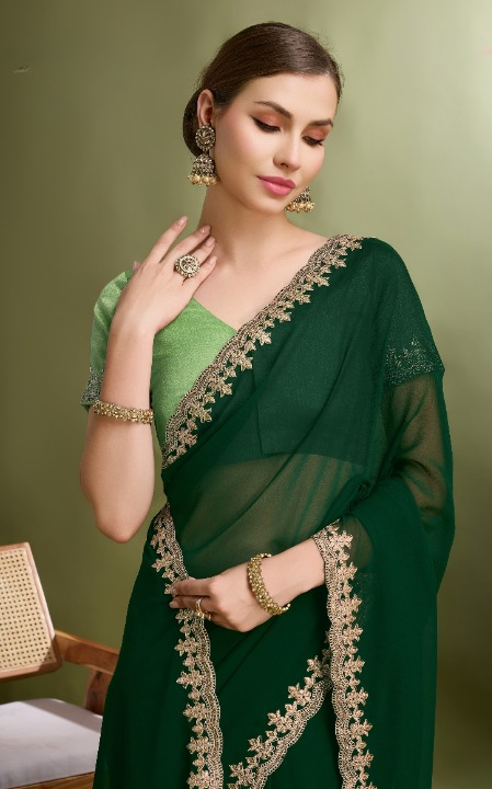 Buy Green Partywear Sarees Online at STORI