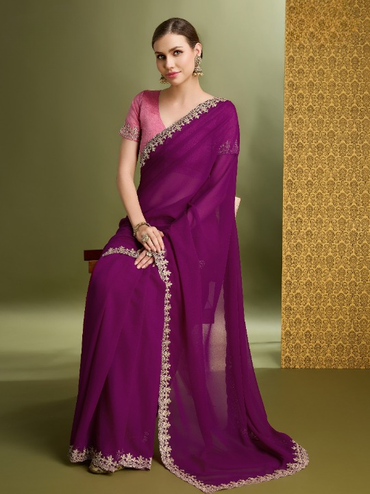 Buy Purple Partywear Sarees Online at STORI