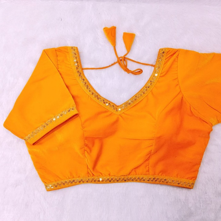 V-Neck Soft Velvet Designer Blouse