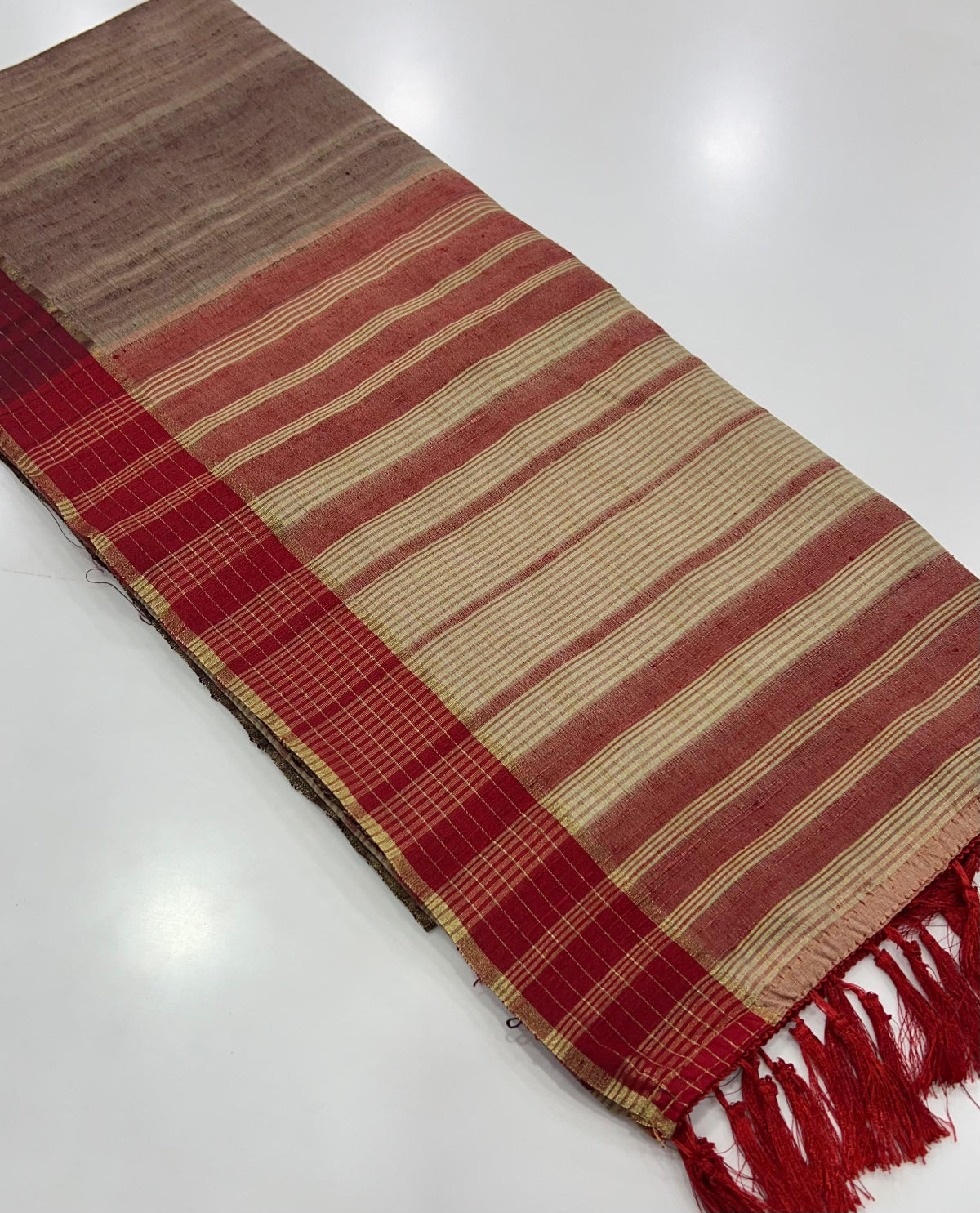 Shop Beige Handloom Silk Sarees Online in India & USA - STORI