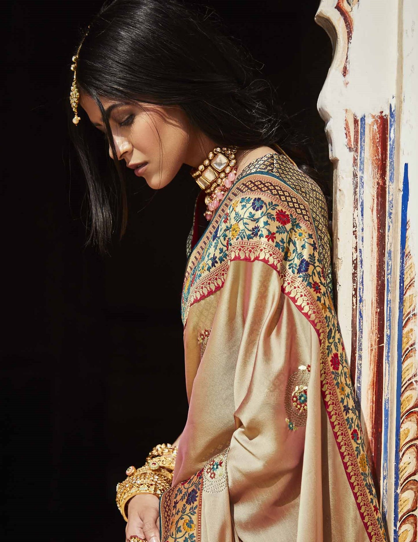Latte Brown Silk Saree With Designer Blouse