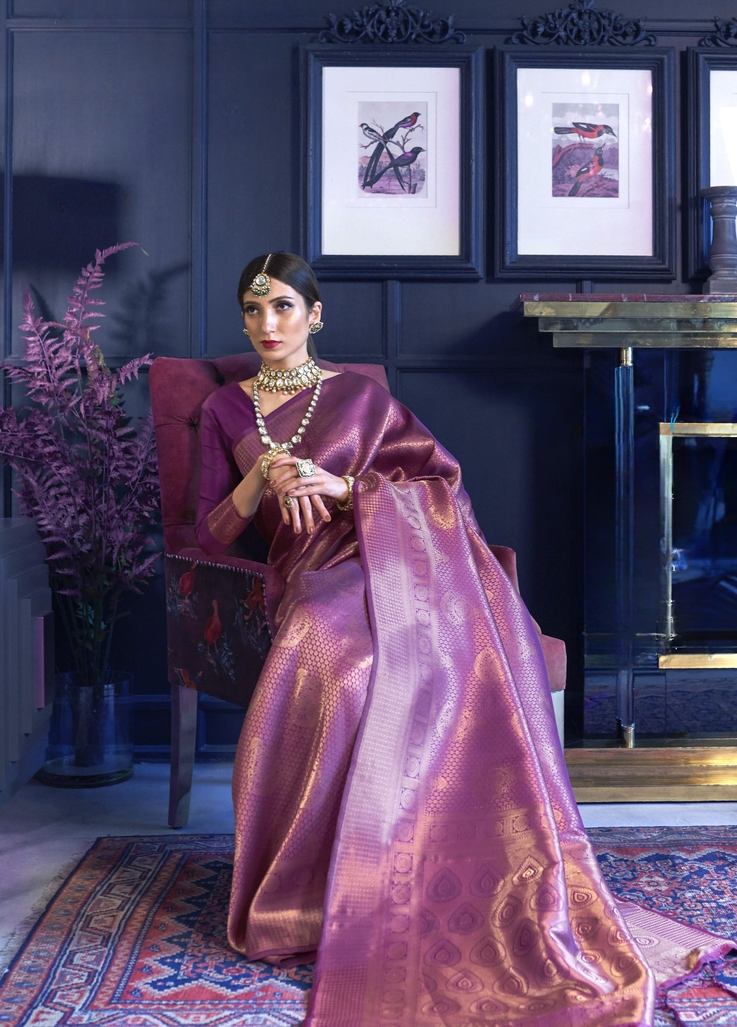 Wine Purple Kanjivaram Silk Saree