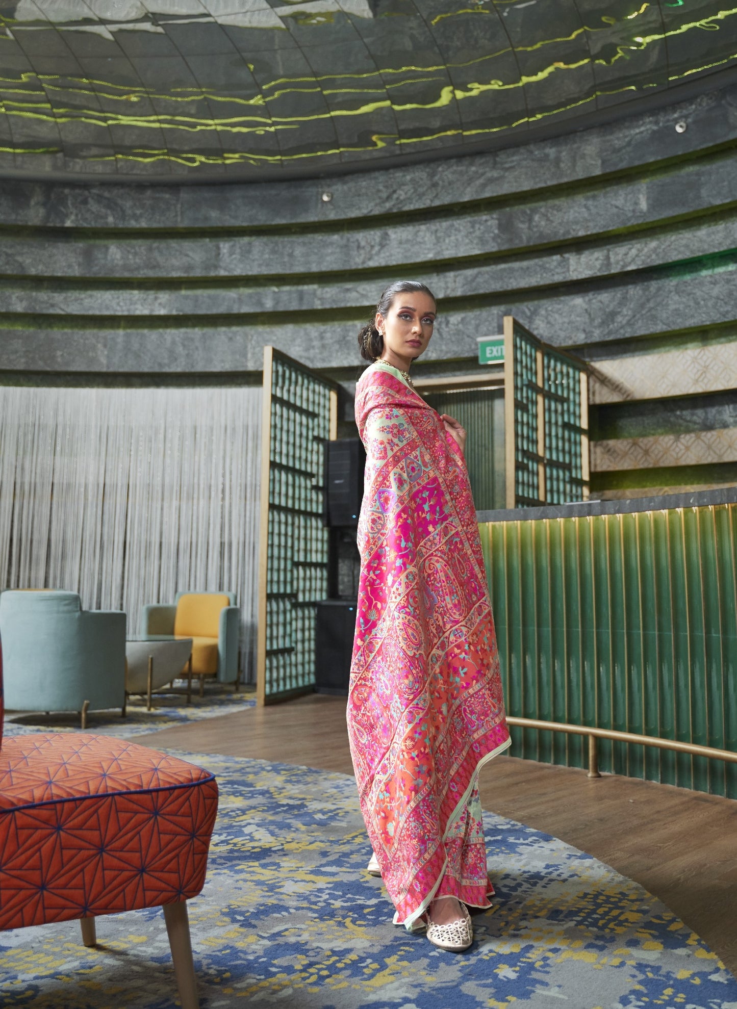 Thistle Green Kashmiri Weaved Jamewar Saree