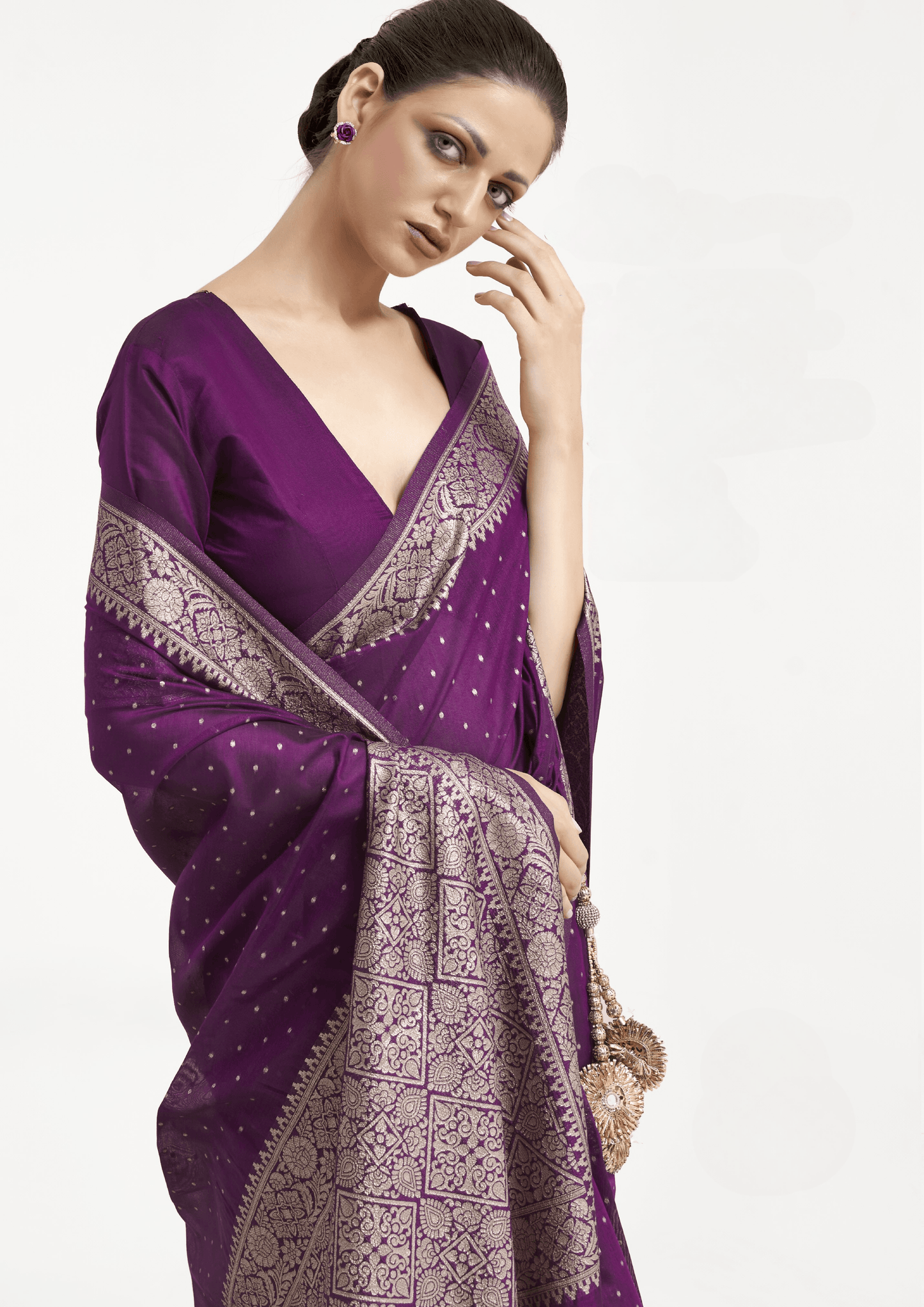 Dark Magenta Banarasi Silk Saree