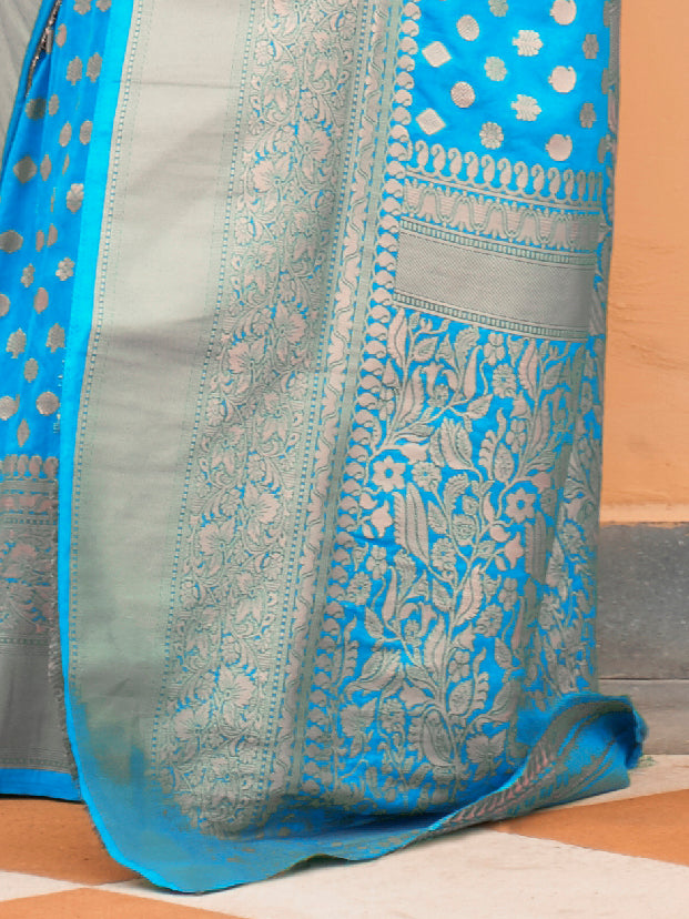 Sky Blue Banarasi Handloom Silk Saree