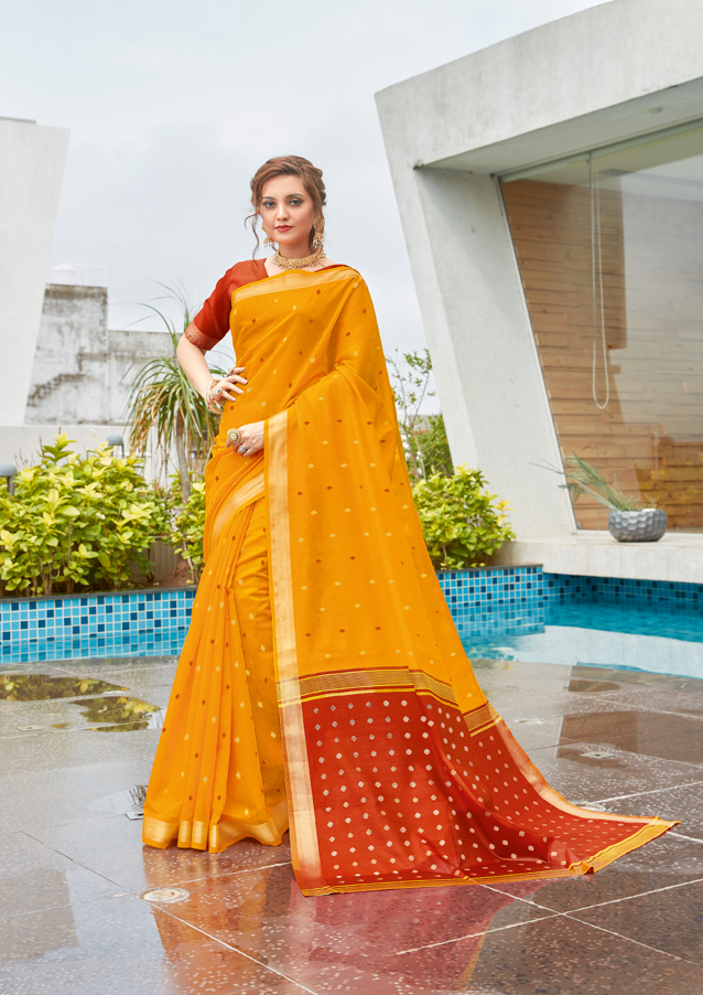Mustard Yellow Handloom Cotton Saree