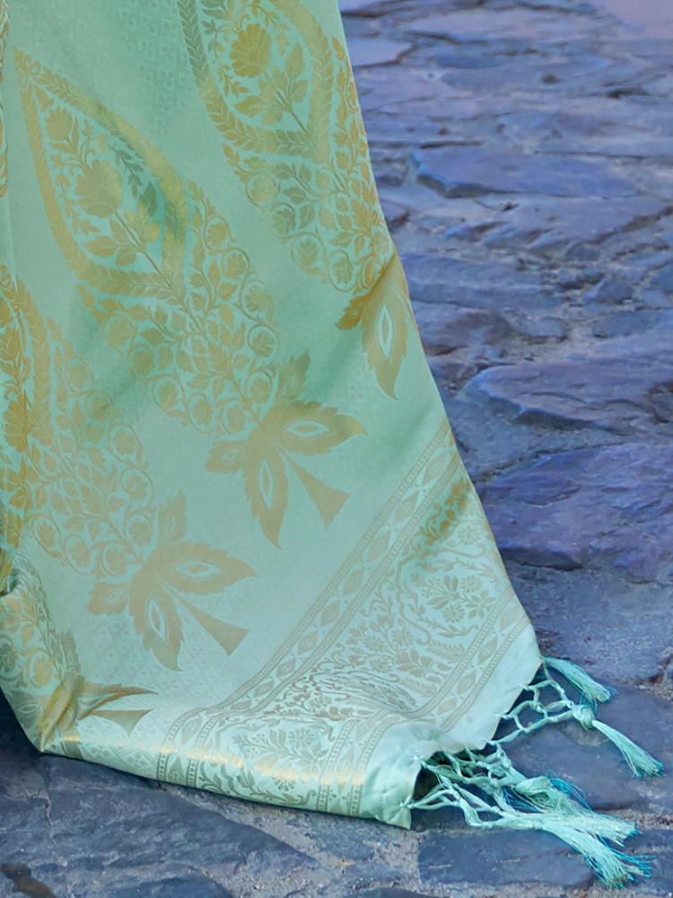 Mint Green Handloom Woven Kanjivaram Silk Saree
