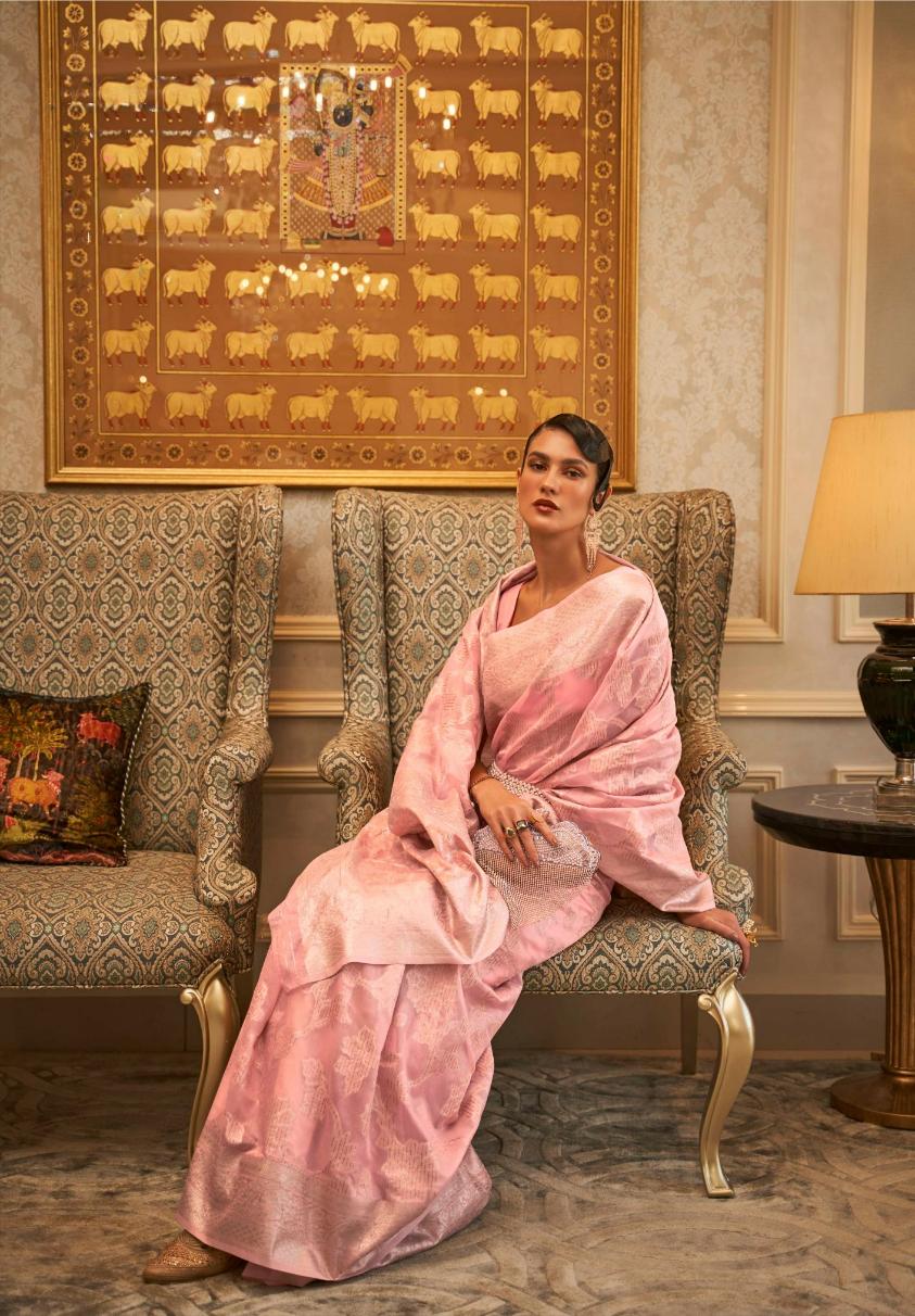 Light Pink Handloom Woven Modal Silk Saree