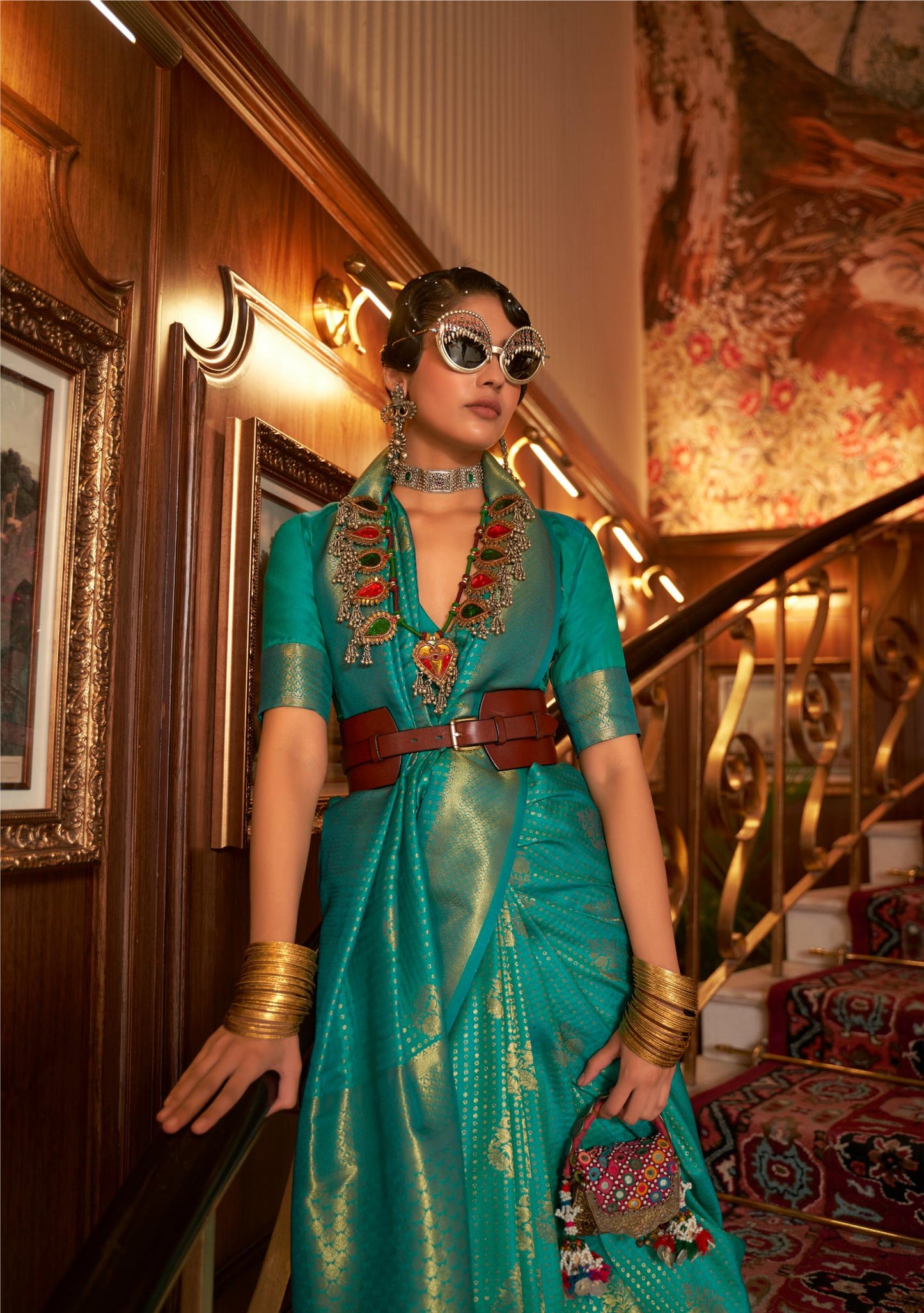Forest Green Kanjivaram Brocade Woven Silk Saree