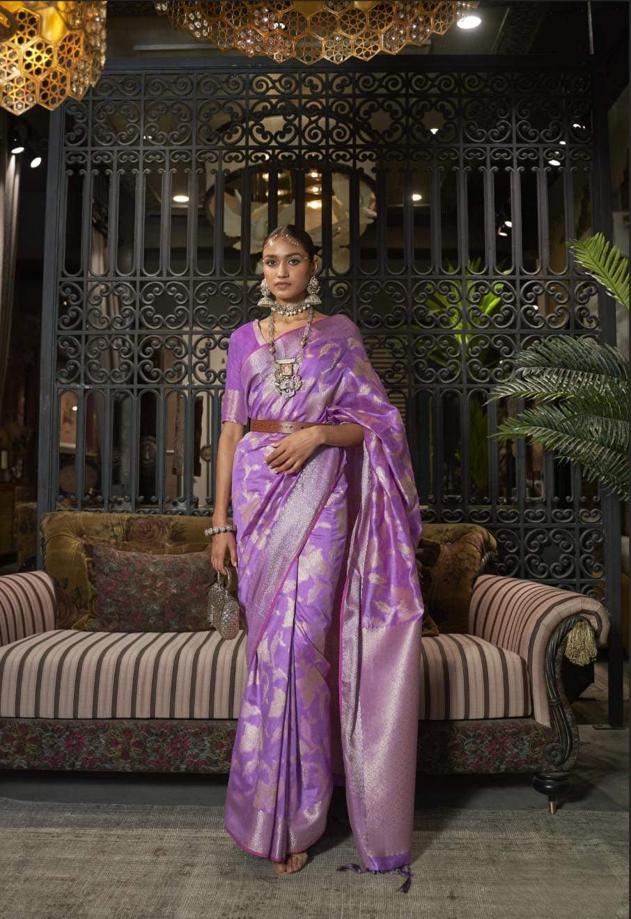 Light Purple Handloom Woven Modal Silk Saree