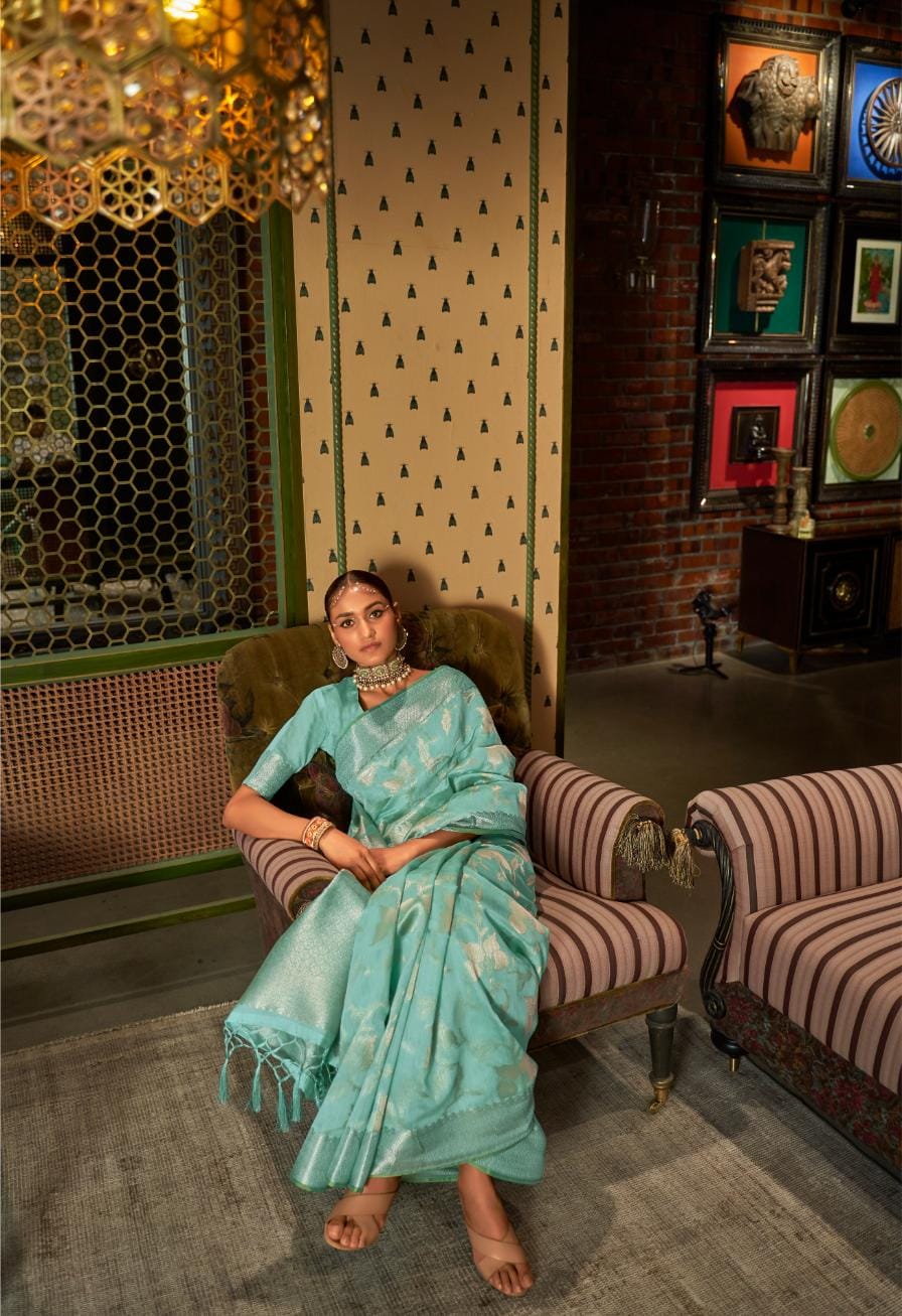 Pastel Blue Handloom Woven Modal Silk Saree