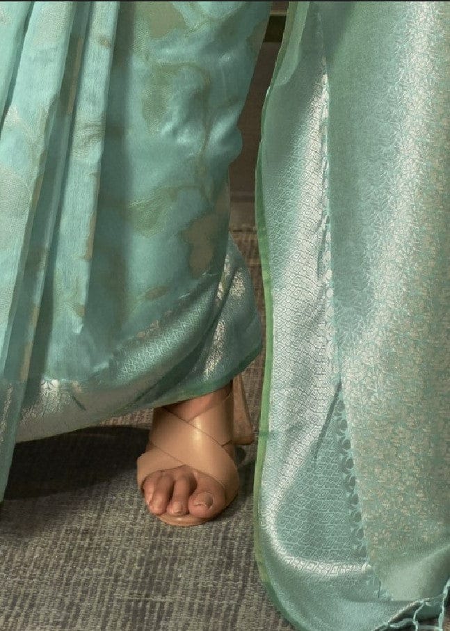 Pastel Blue Handloom Woven Modal Silk Saree