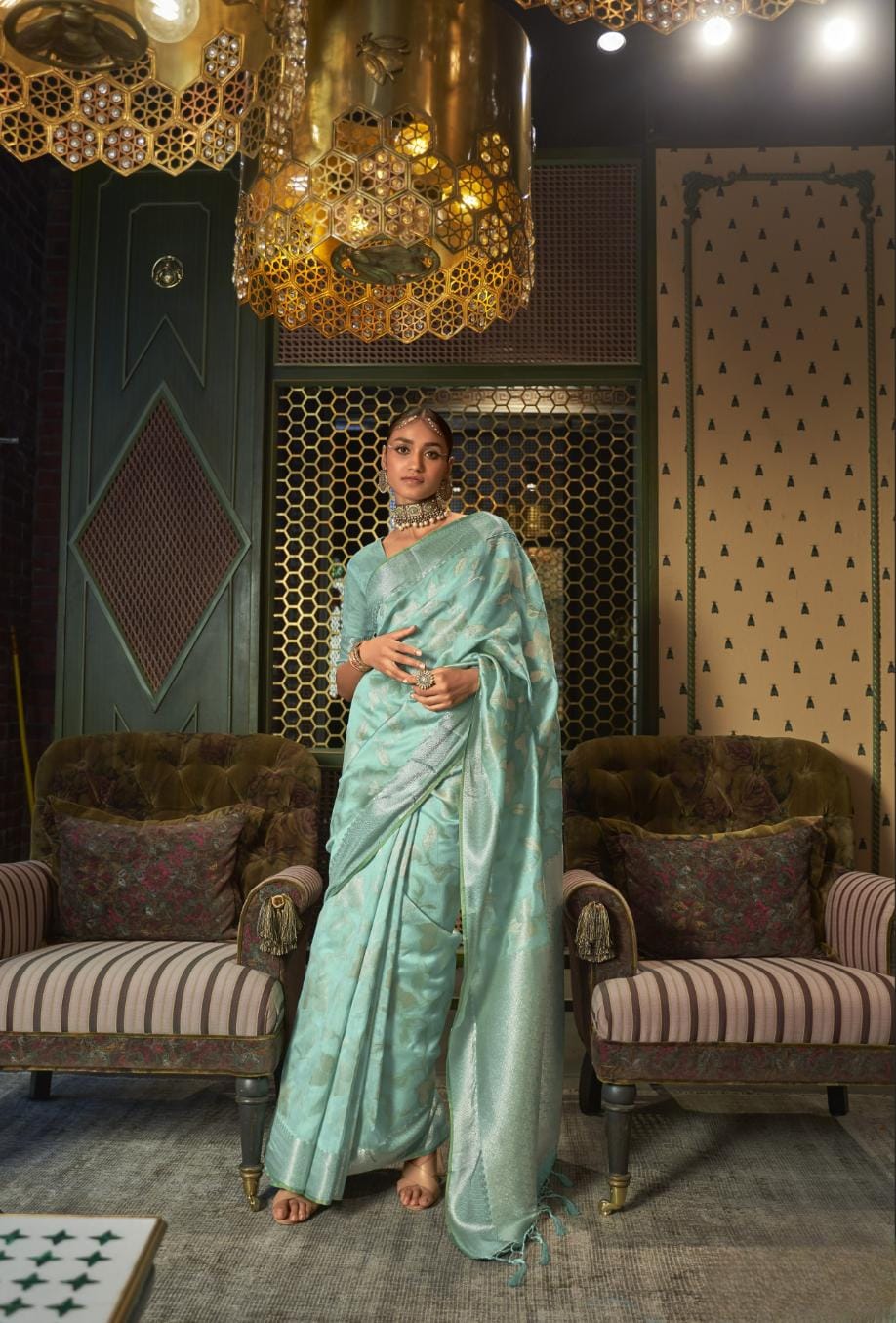 Pastel Blue Handloom Woven Modal Silk Saree