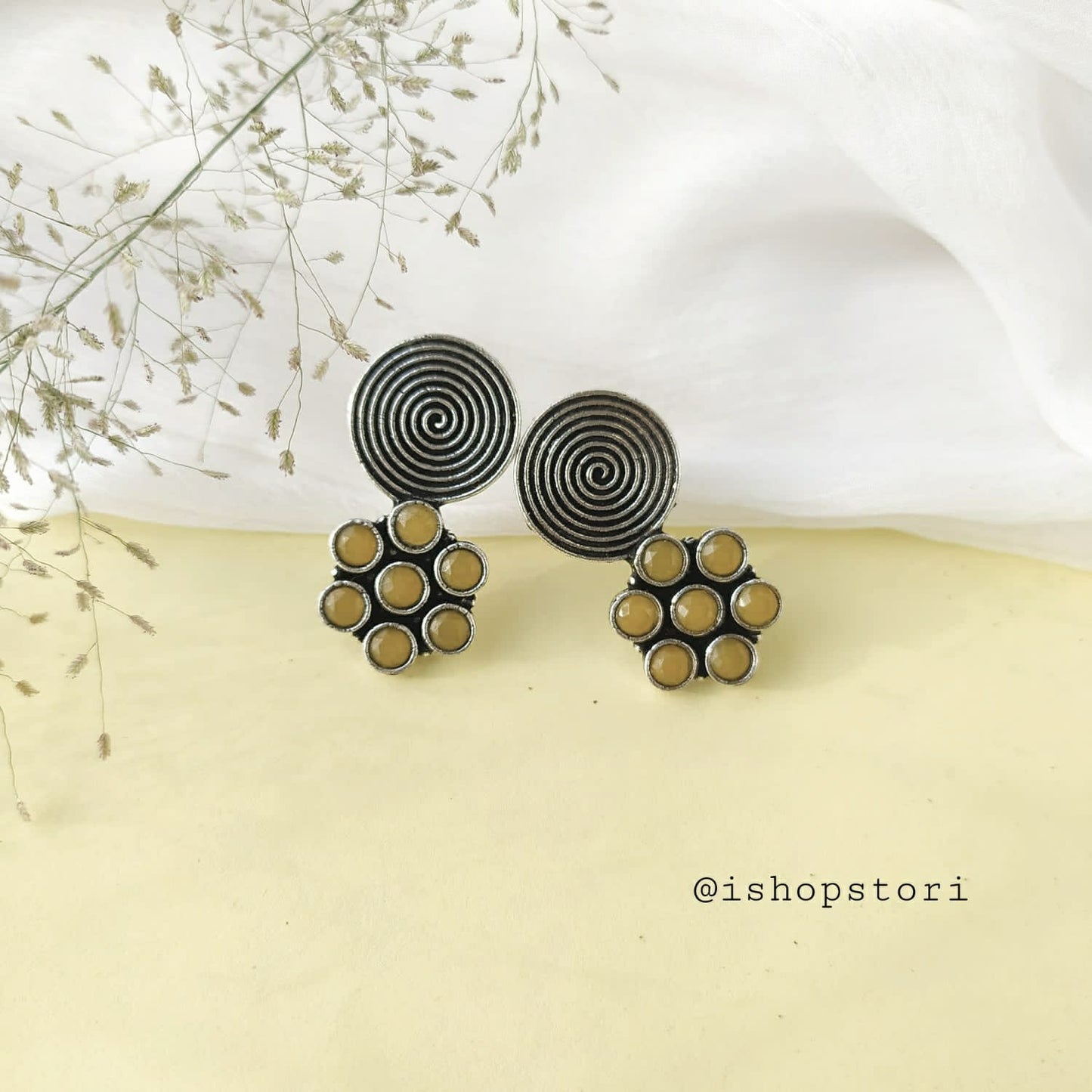 Sahastra Spiral Oxidized Earring Studs - Best Seller!