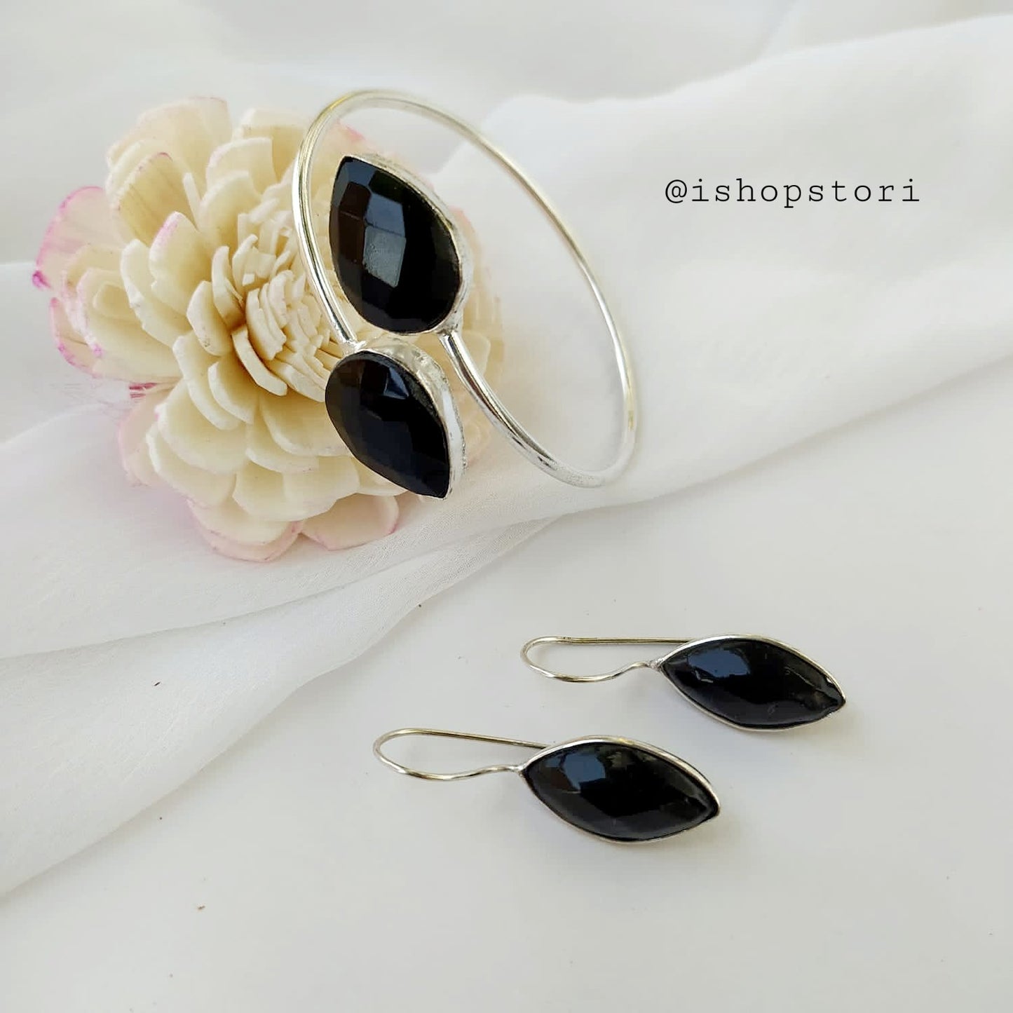 Nayana Bracelet & Earrings Oxidised Combo Set
