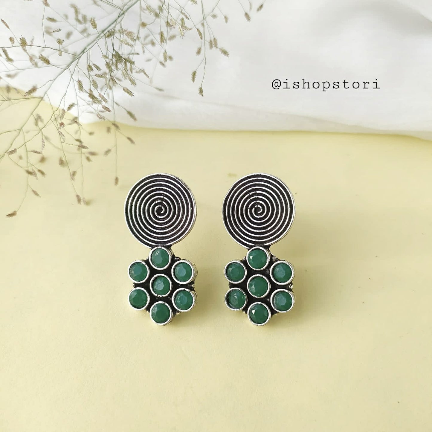 Sahastra Spiral Oxidized Earring Studs - Best Seller!