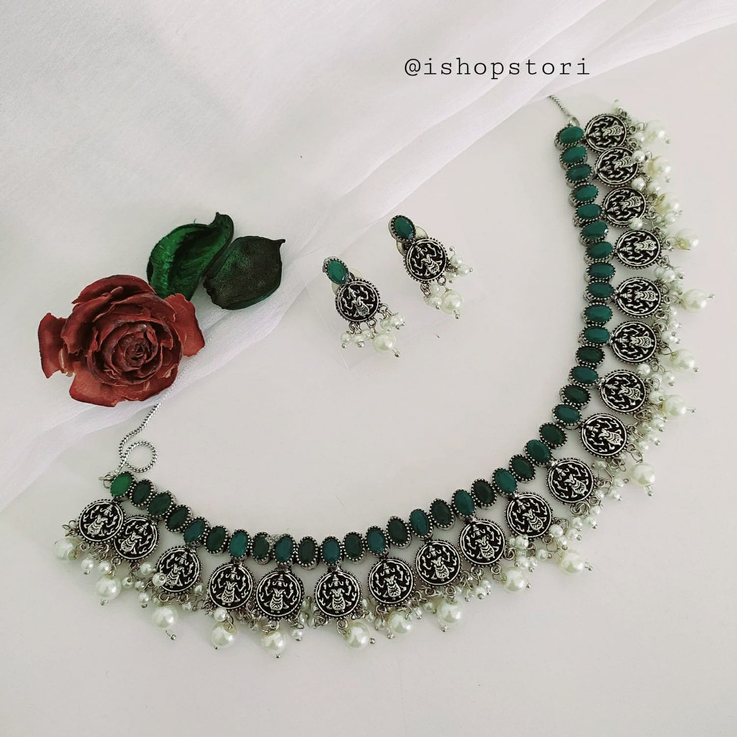 Laxmi Oxidised Necklace Set with Earrings