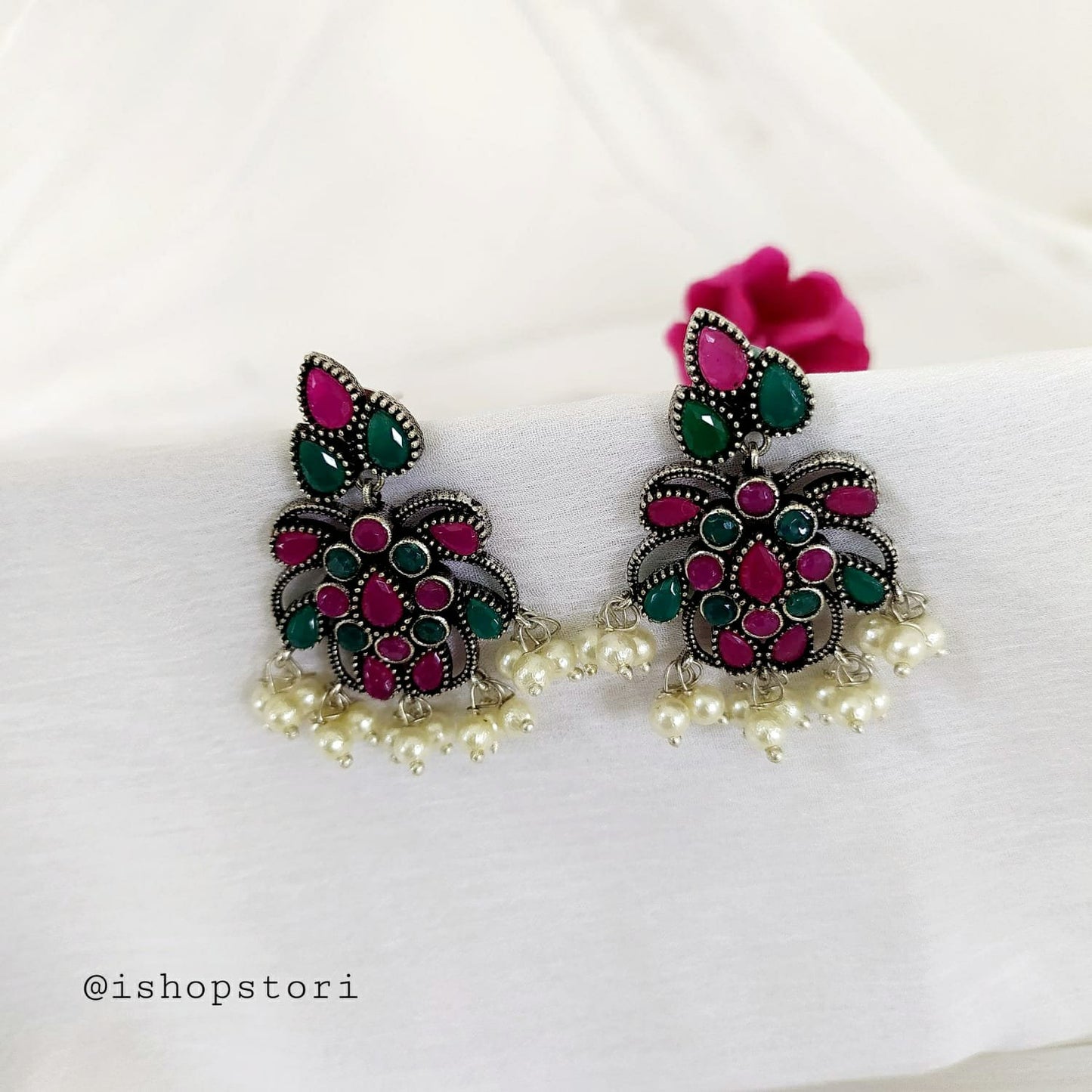 Ramya German Silver Earrings