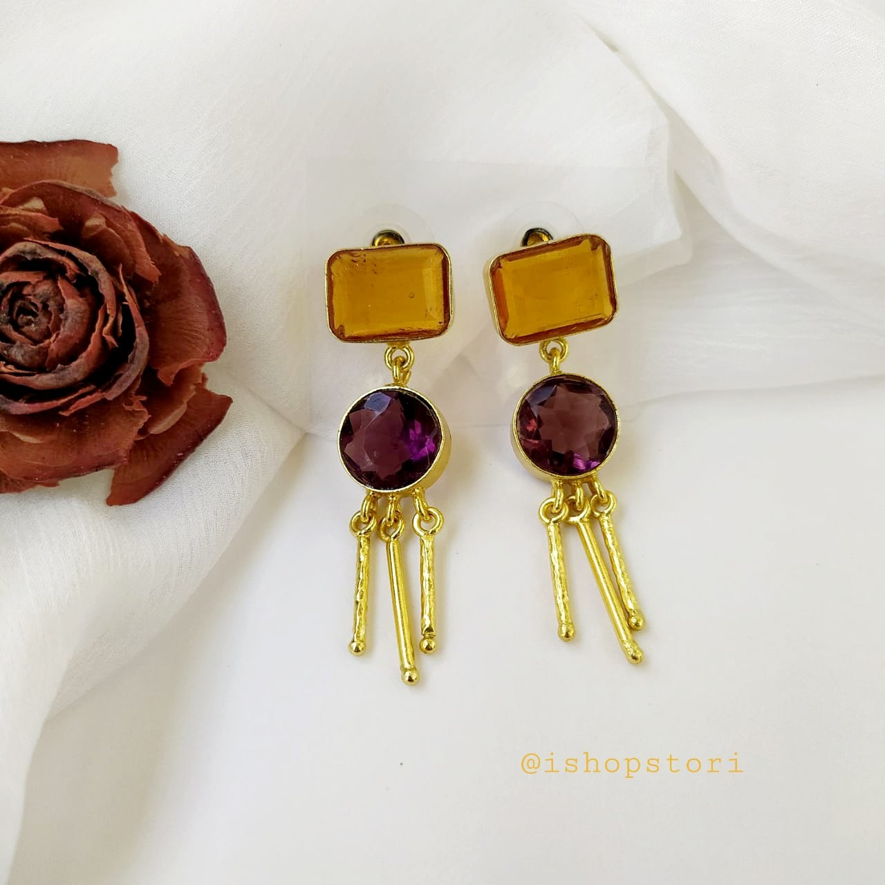Roopal Glossy Stone Statement Earrings