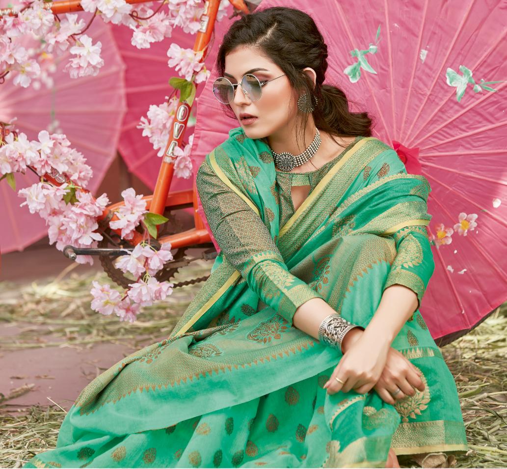 Fern Green Handloom Weaved Cotton Saree