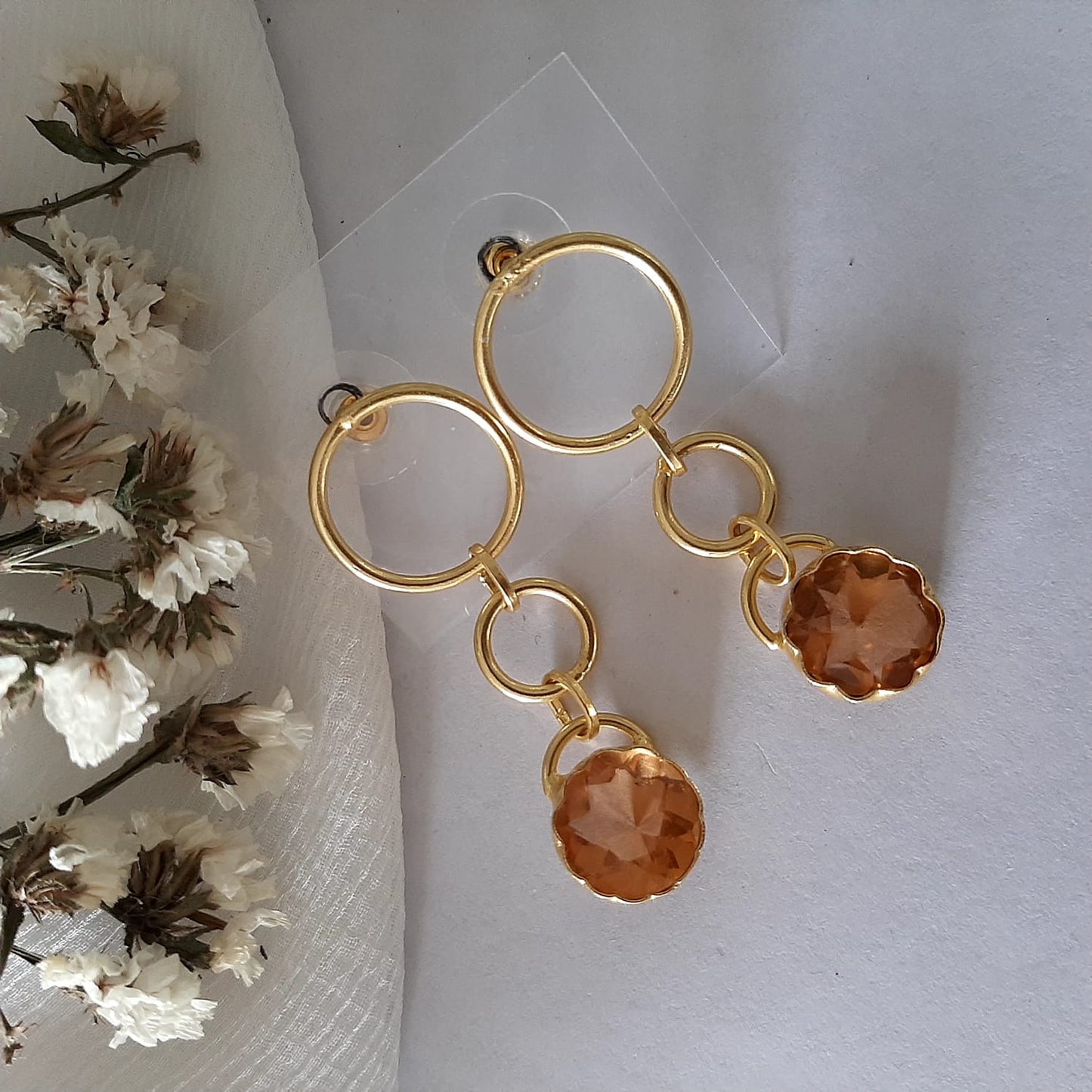 Edala Glossy Stone Statement Earrings
