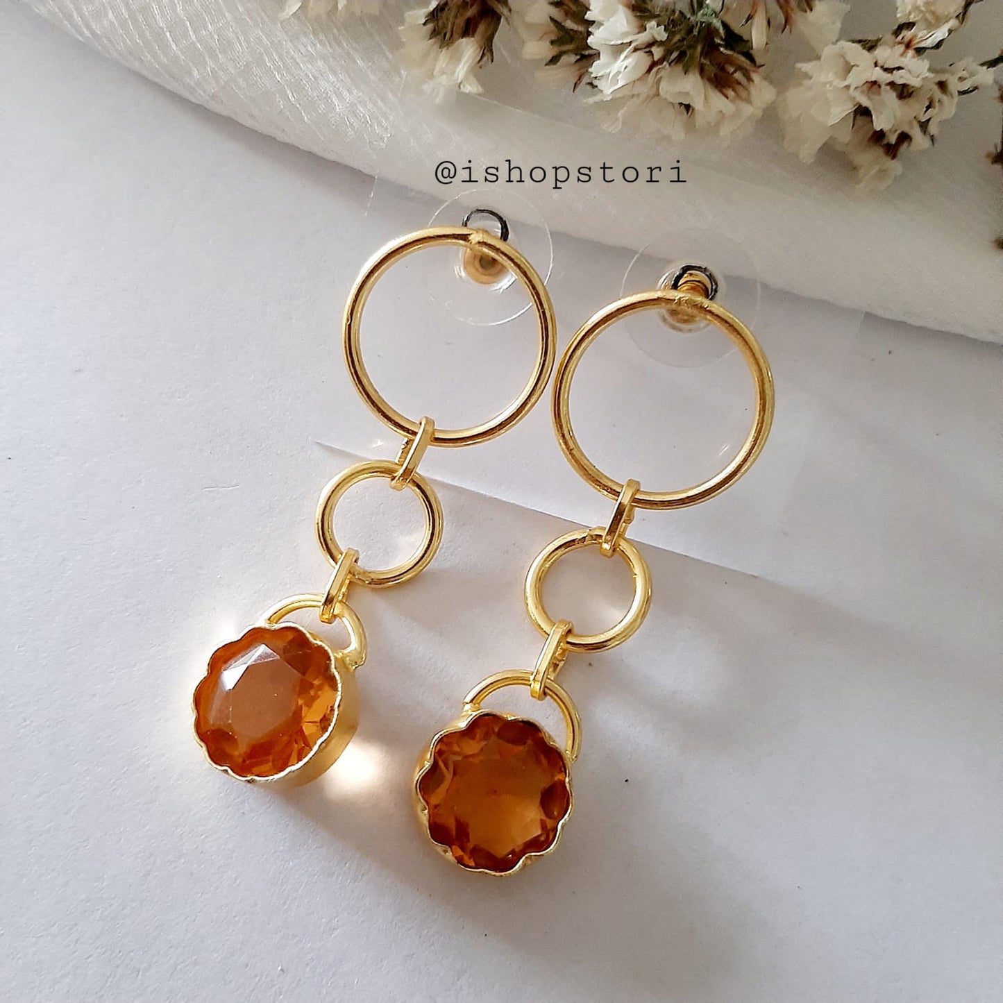 Edala Glossy Stone Statement Earrings