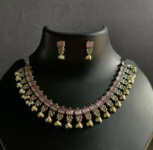 Jaymika Monalisa Stones & Pearls Oxidised Necklace Set