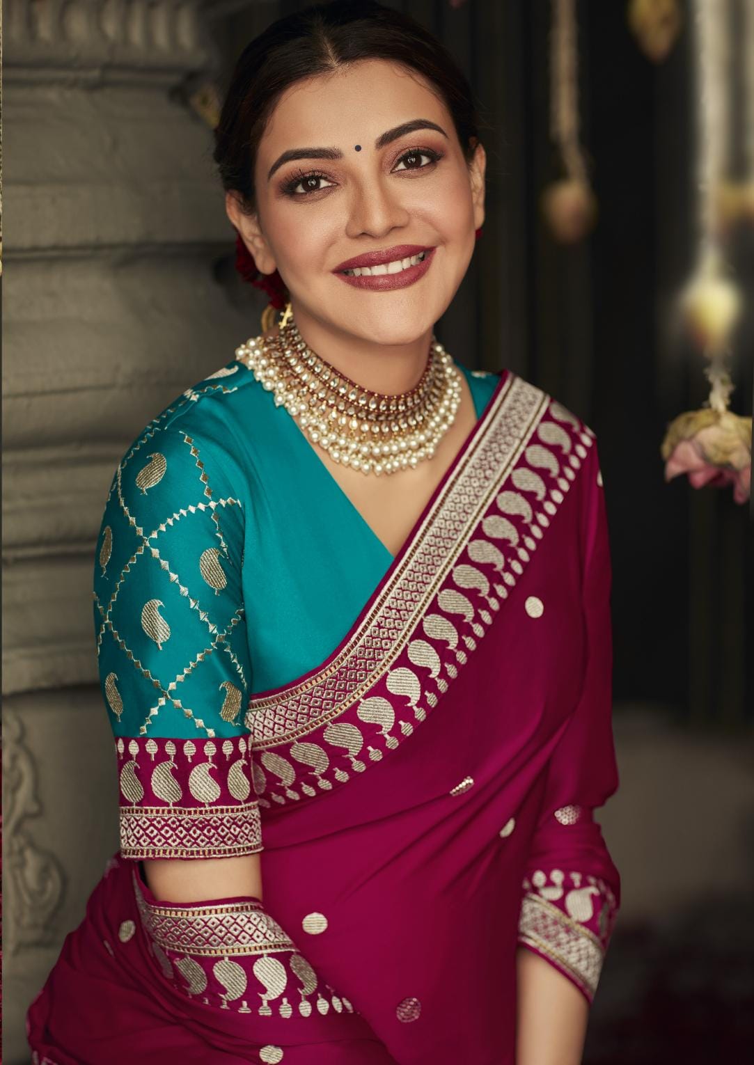 Magenta Pink Silk Saree With Designer Blouse