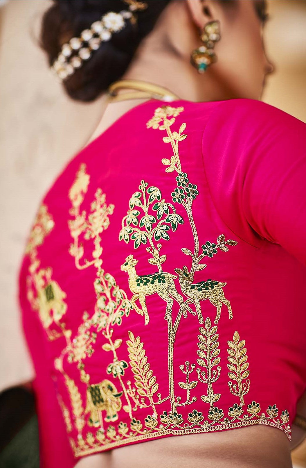 Forest Green Banarasi Silk Saree With Designer Blouse