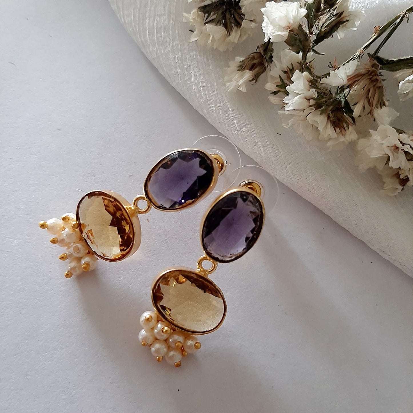 Vanya Glossy Stone Statement Earrings