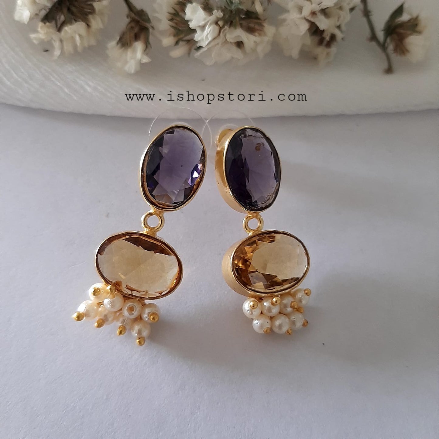Vanya Glossy Stone Statement Earrings