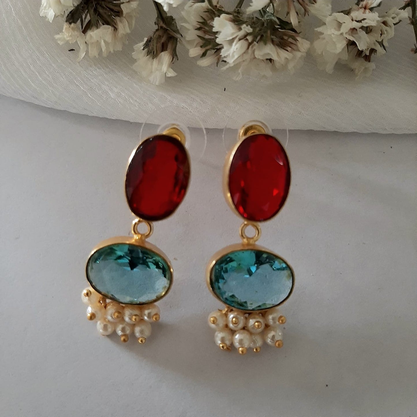 Vanya Glossy Stone Statement Earrings