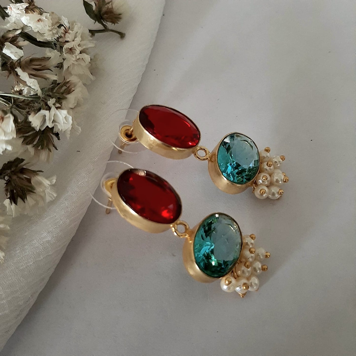 Vanya Glossy Stone Statement Earrings