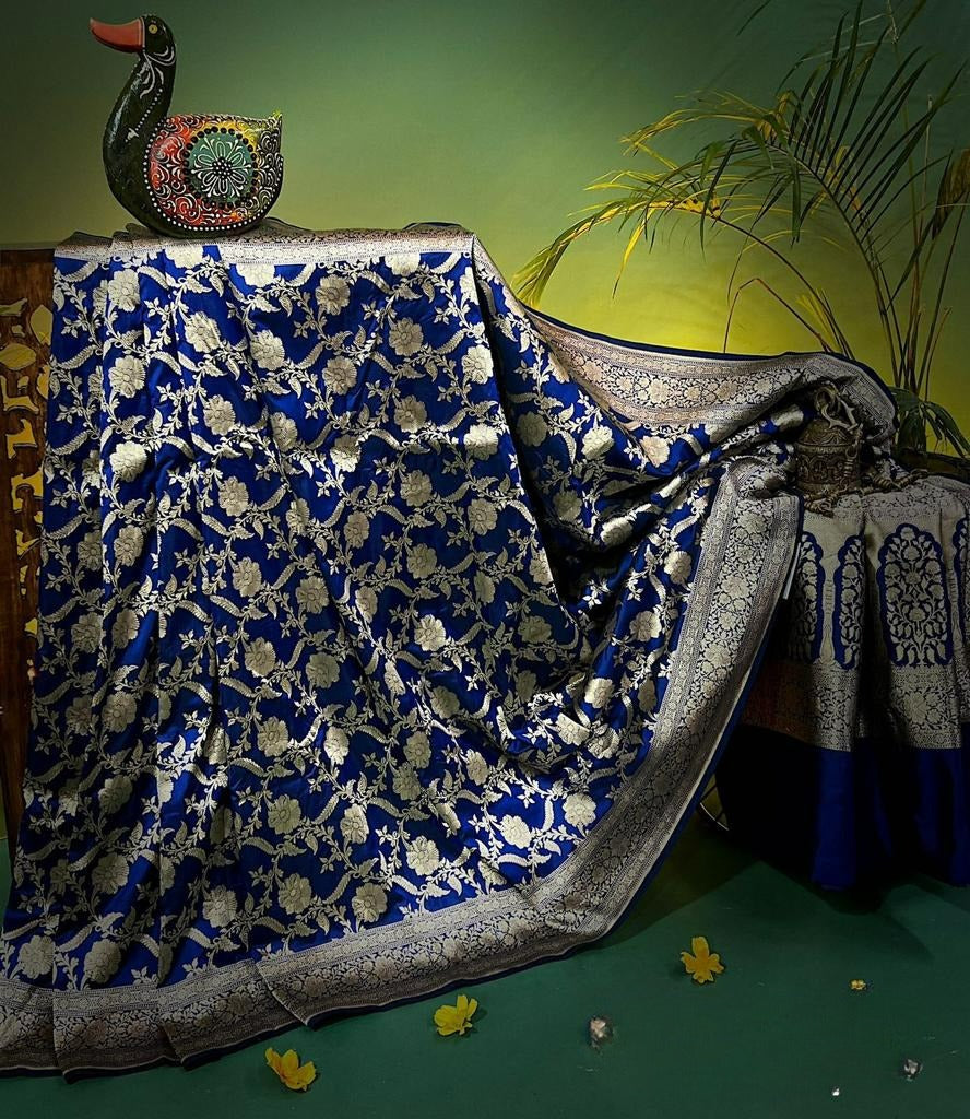 Royal Blue Pure Banarasi Katan Silk Saree