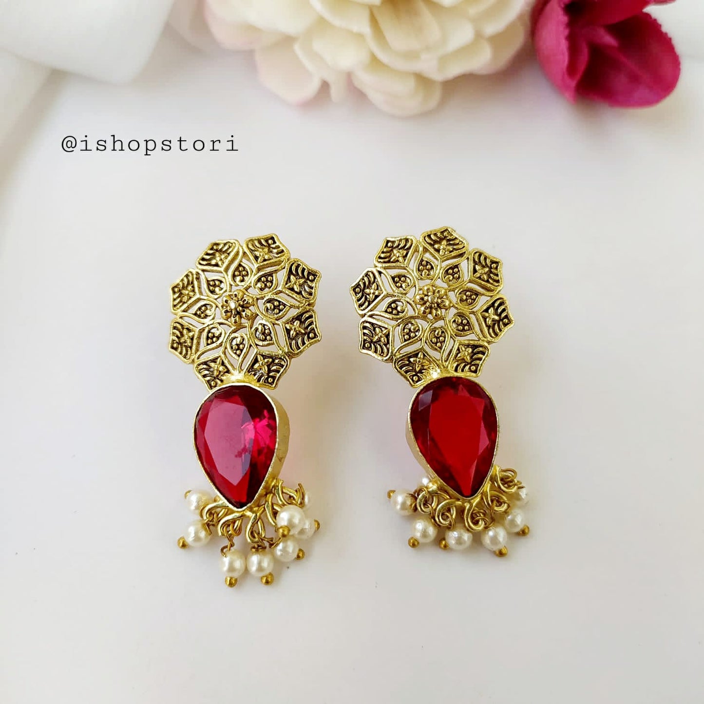 Taaz Stone & Pearls Earrings