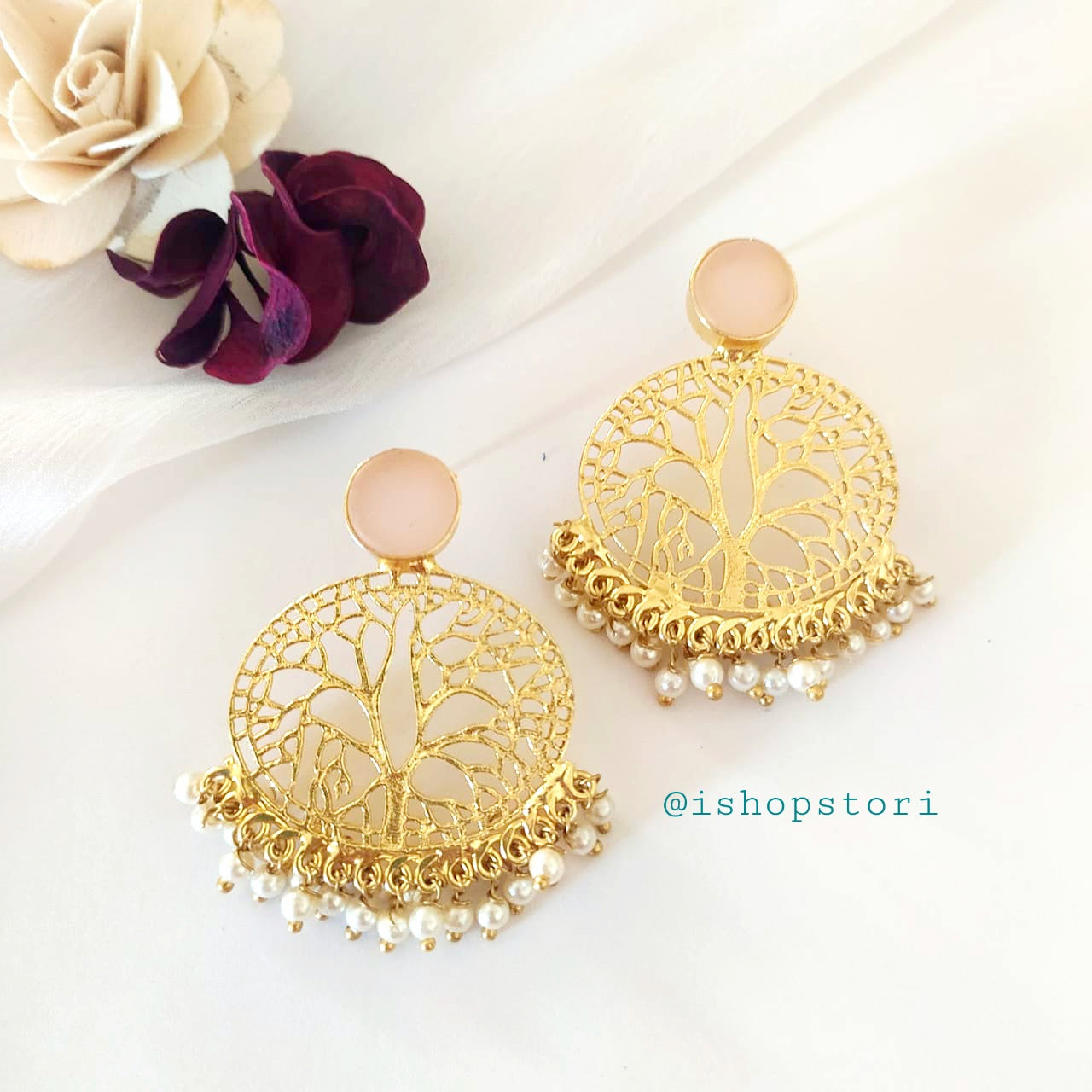 Koami Raw Stone & Pearl Earrings