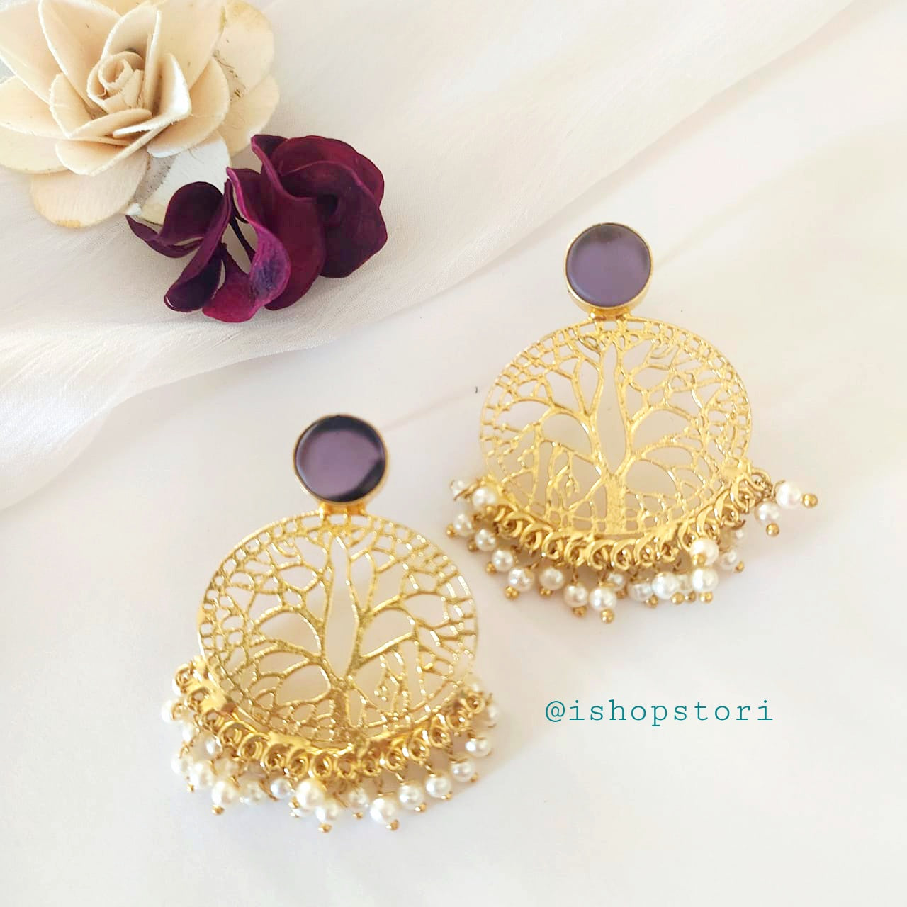 Koami Raw Stone & Pearl Earrings