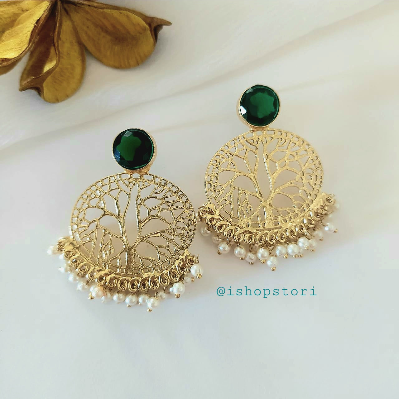Koami Glossy Stone & Pearl Earrings